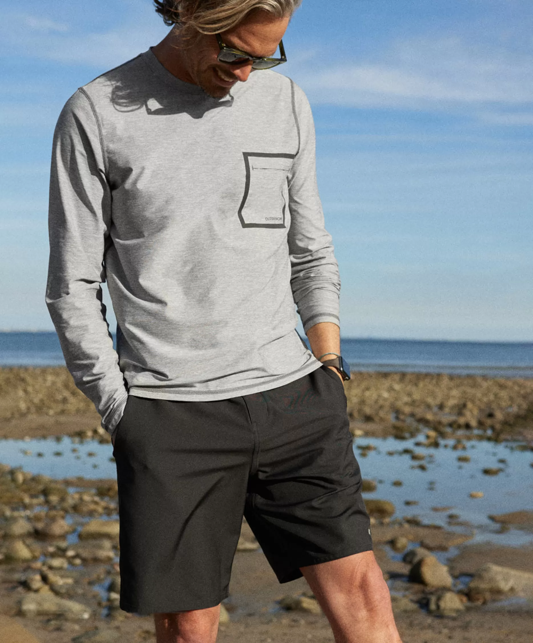 Outerknown Apex L/S Tee By Kelly Slater Heather Grey Shop