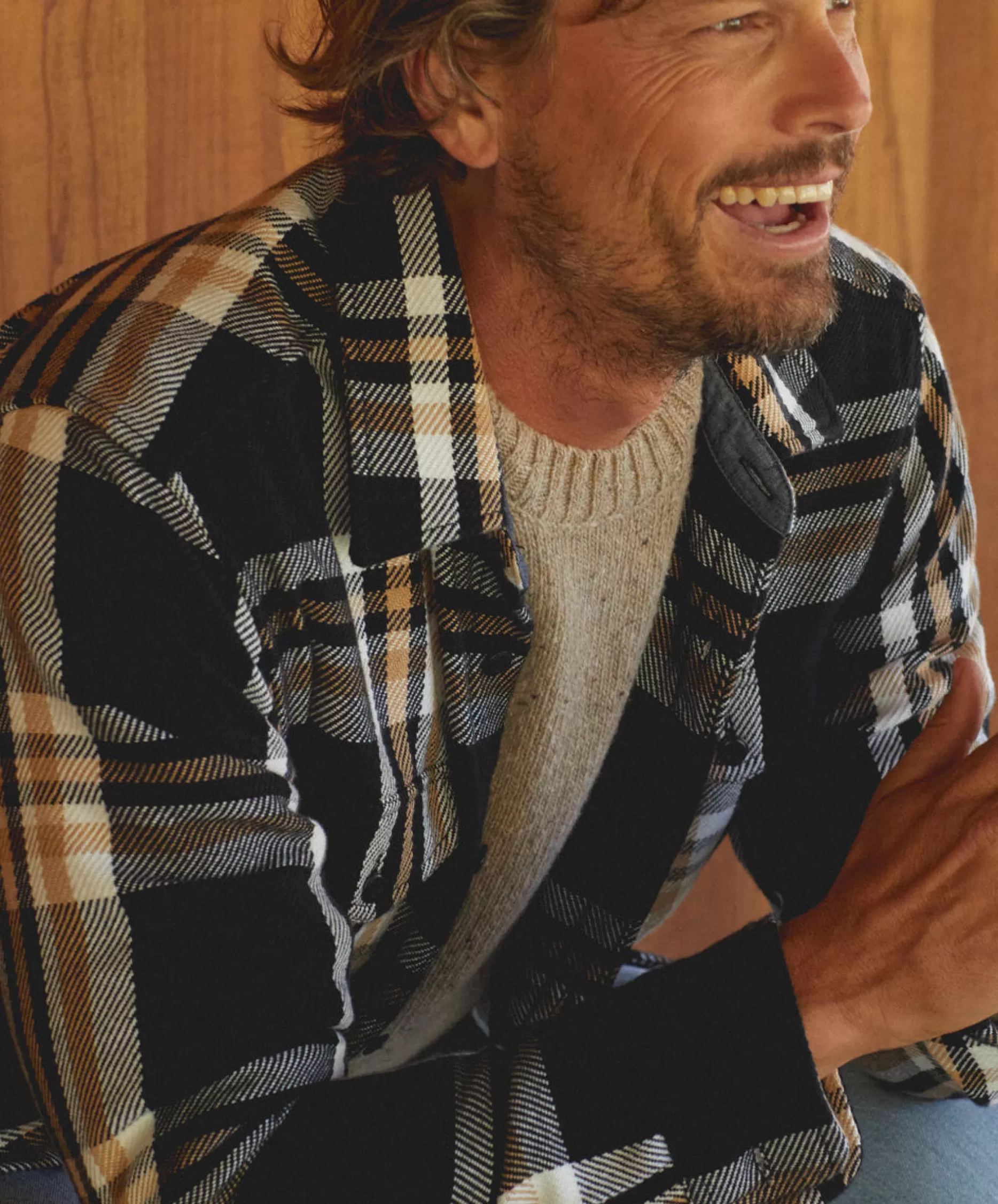 Outerknown Blanket Shirt Pitch Black Cabin Plaid Flash Sale