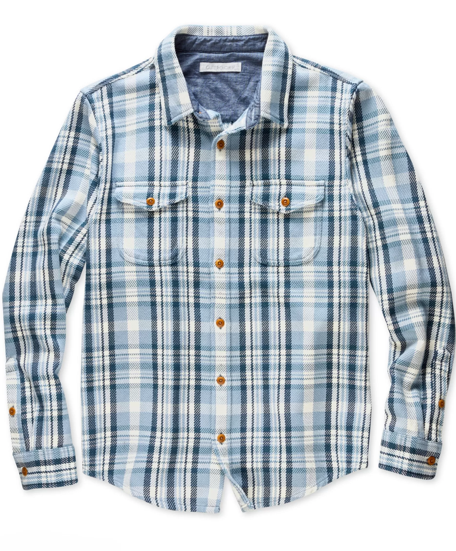 Outerknown Blanket Shirt Faded Blue Ventana Plaid Clearance