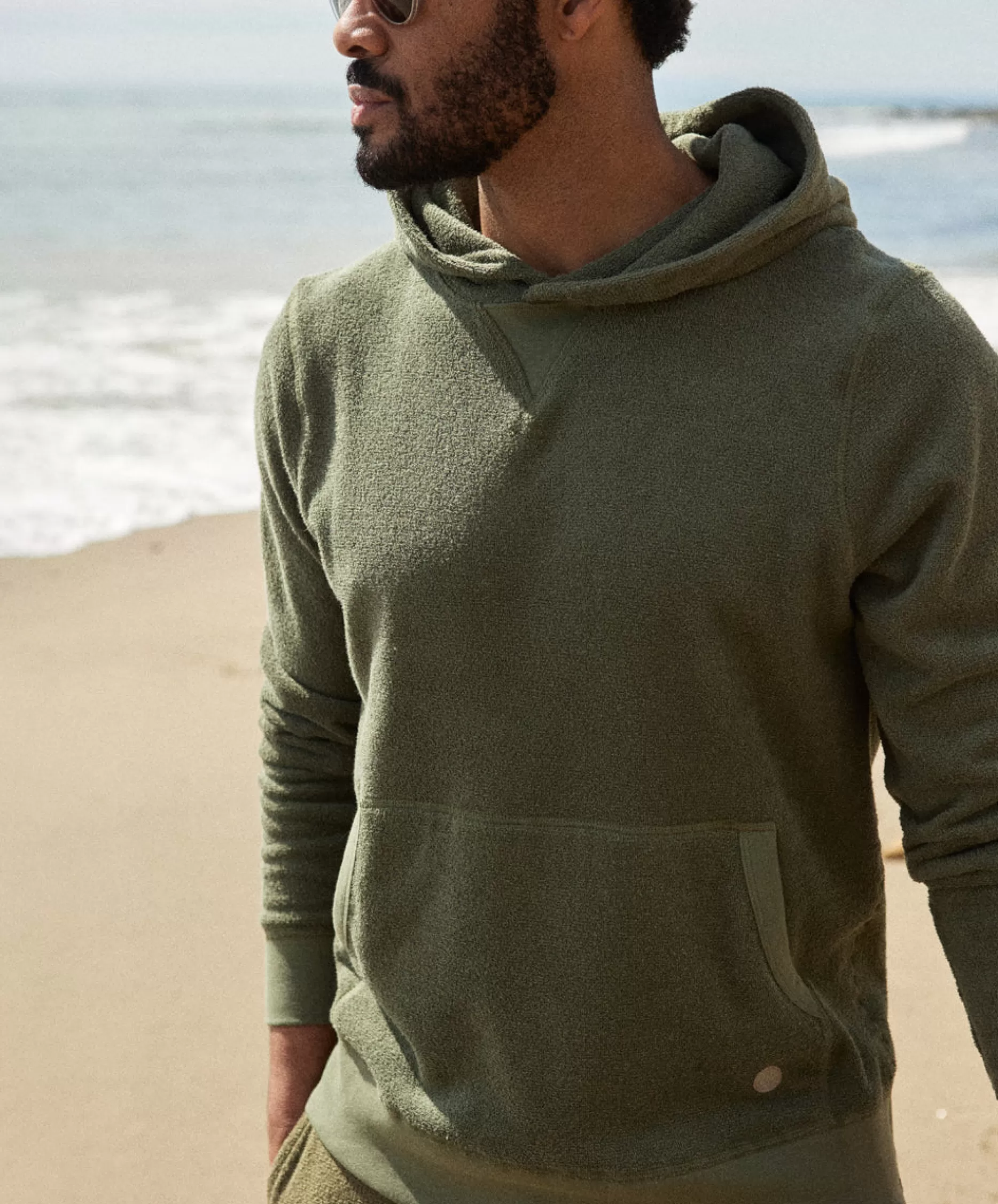 Outerknown Hightide Pullover Hoodie Olive Night Clearance