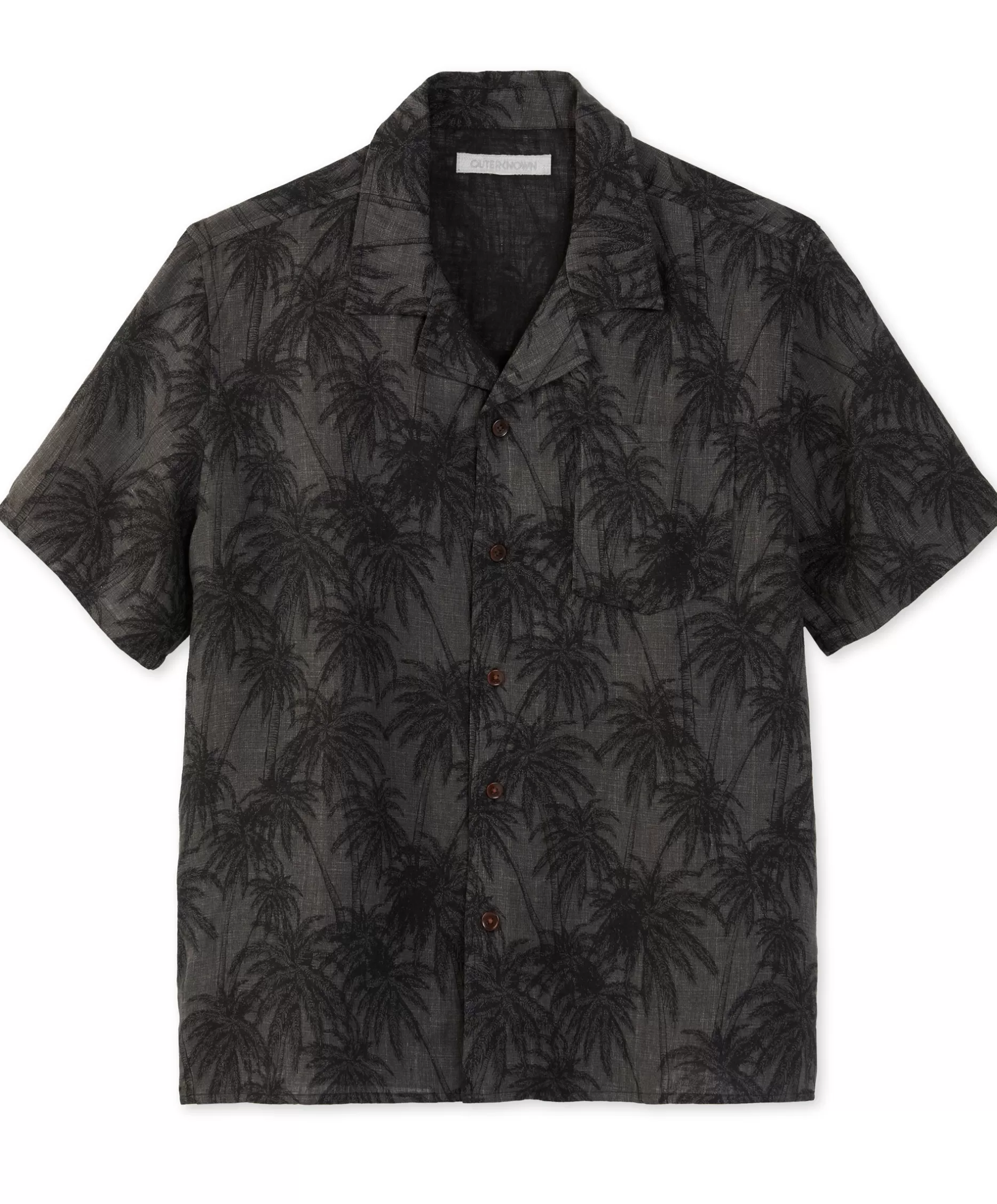 Outerknown Linen S/S Camp Shirt Shadow Sketch Palms Fashion