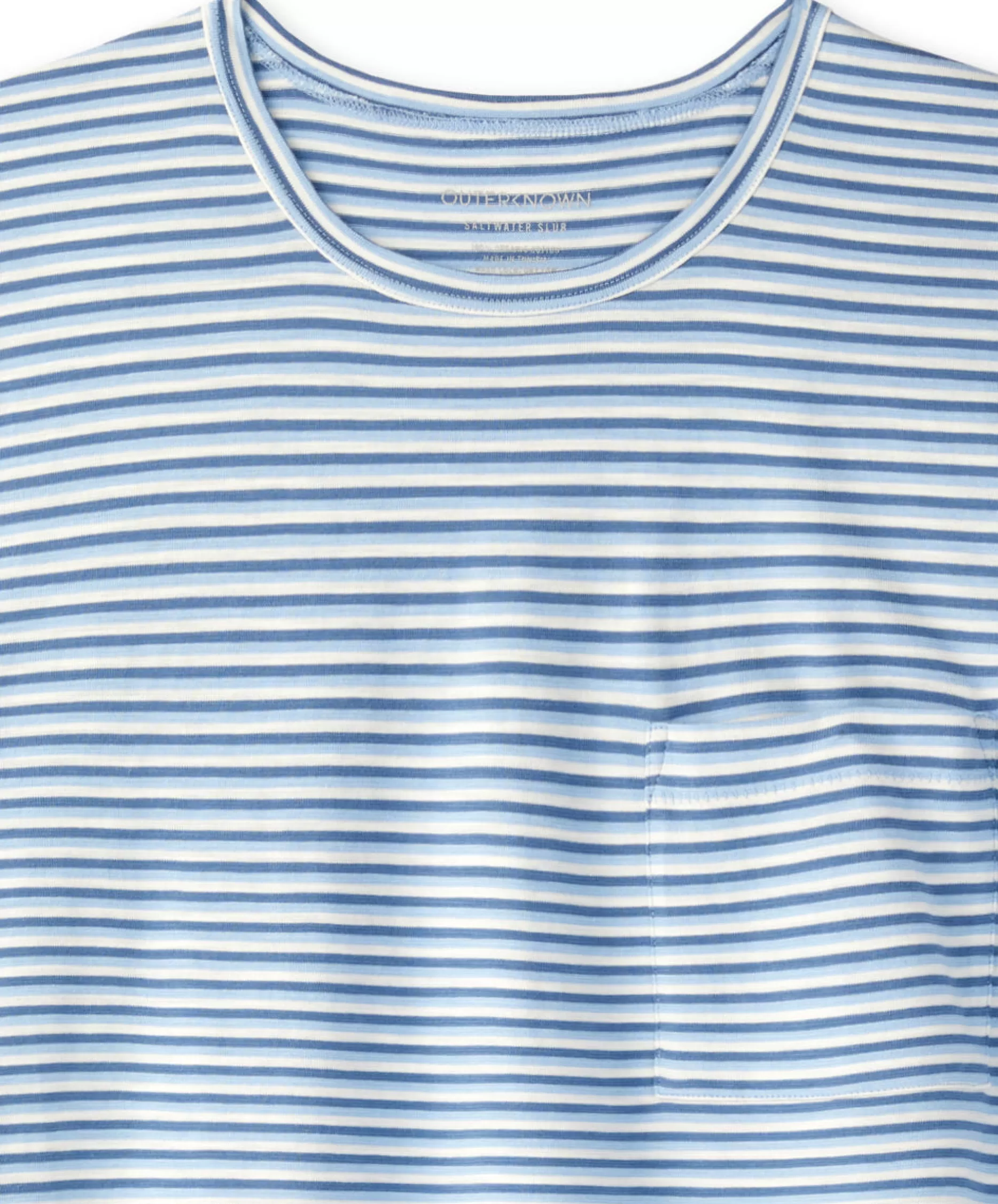 Outerknown Saltwater Slub Pocket Tee Blue Smoke Surf Stripe Online