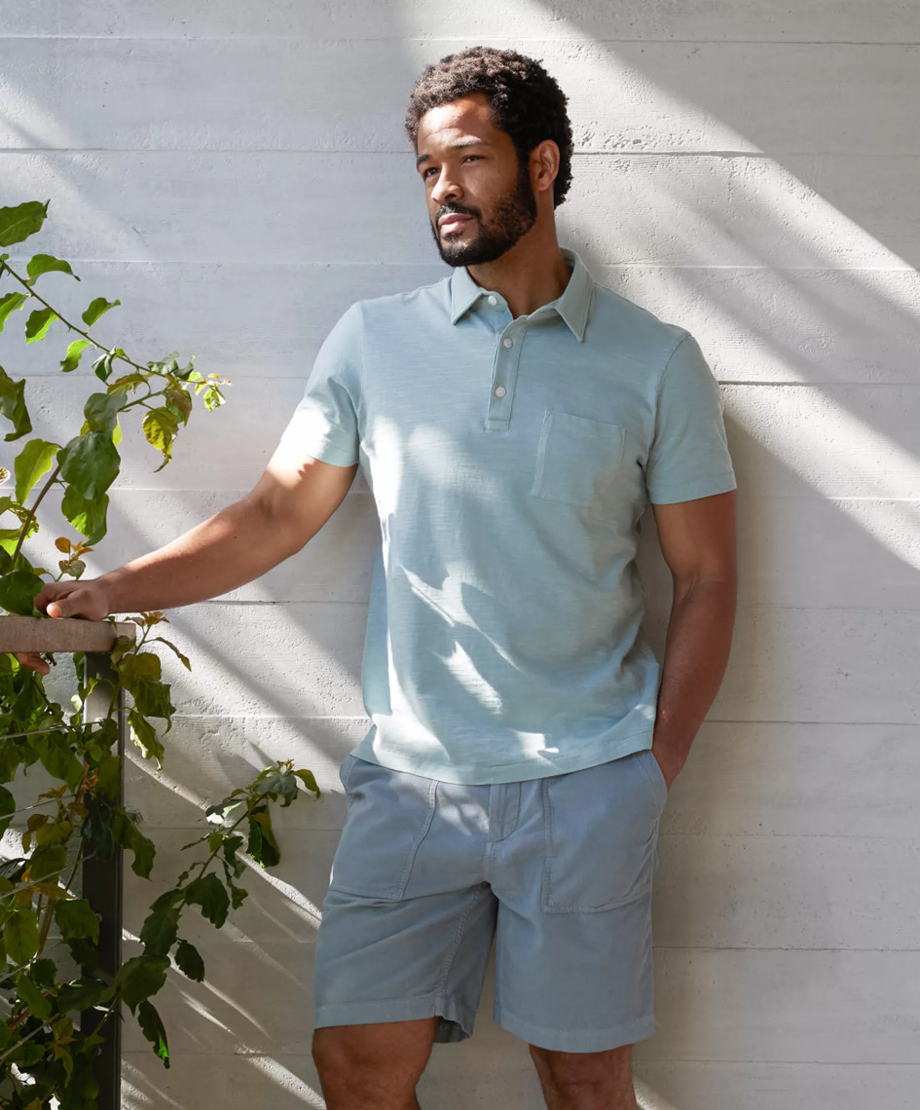 Outerknown Saltwater Slub Polo Grey Mist Clearance