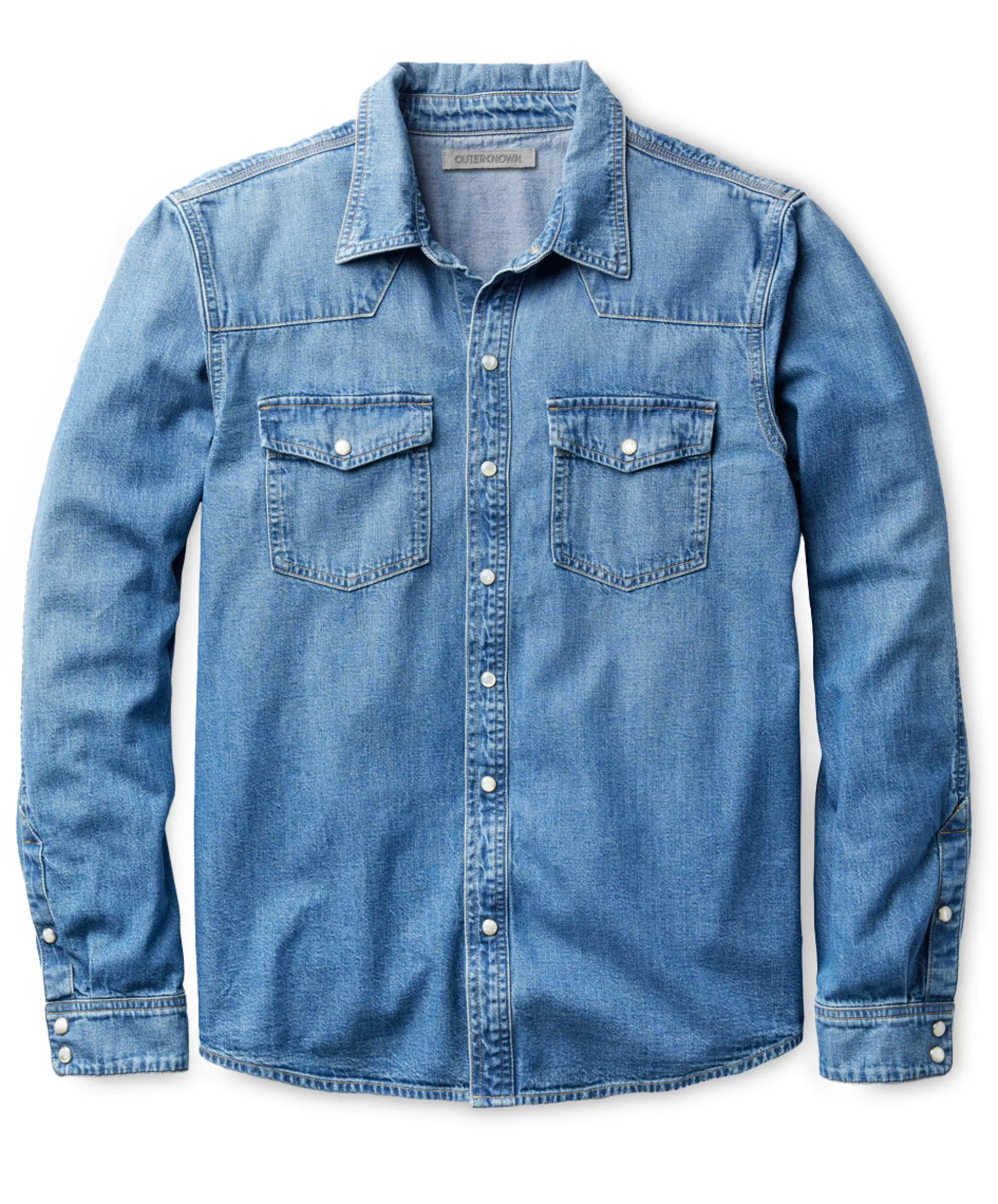 Outerknown Westerly Denim Shirt Authentic Blue Sale