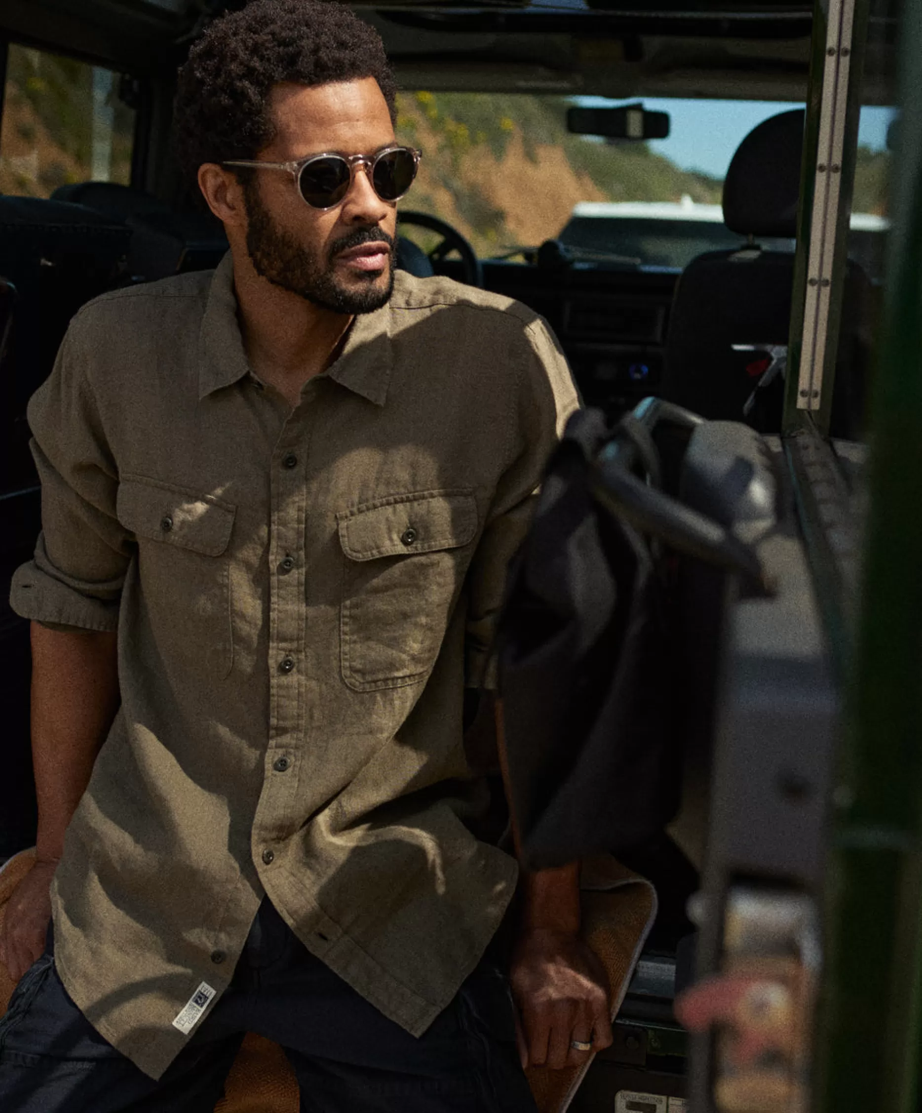 Outerknown Windward Linen Shirt Khaki Cheap