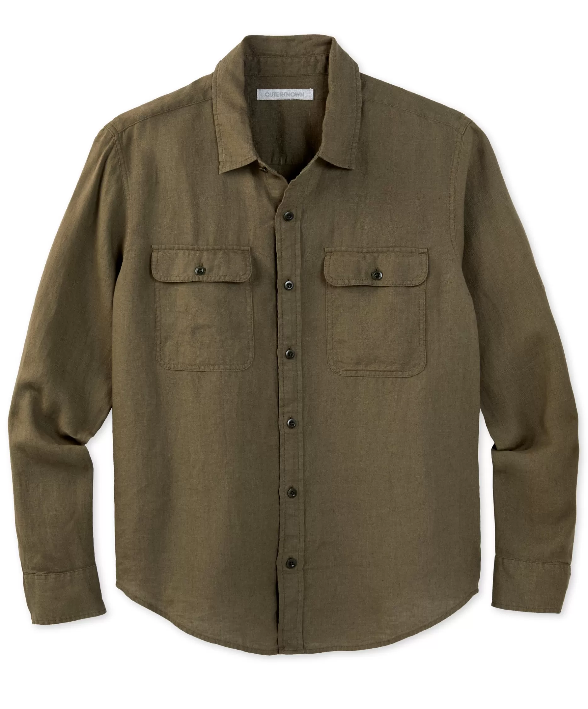 Outerknown Windward Linen Shirt Khaki Cheap